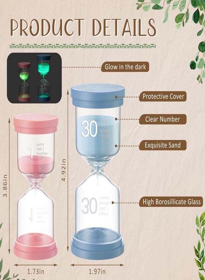 Relaxweex 9 Pack Colorful Hourglass Luminous Sand Timers Glow in The Dark Sandglass 0.5/1/2/3/5/10/15/20/30 Sand Clock Timer for Classroom Home Office Kitchen Cooking Decor - Image 2